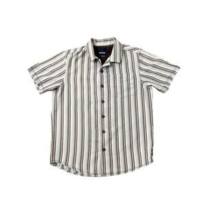 PrAna Men's Medium Textured Striped Short Sleeve Hawaiian Camp‎ Aloha Shirt